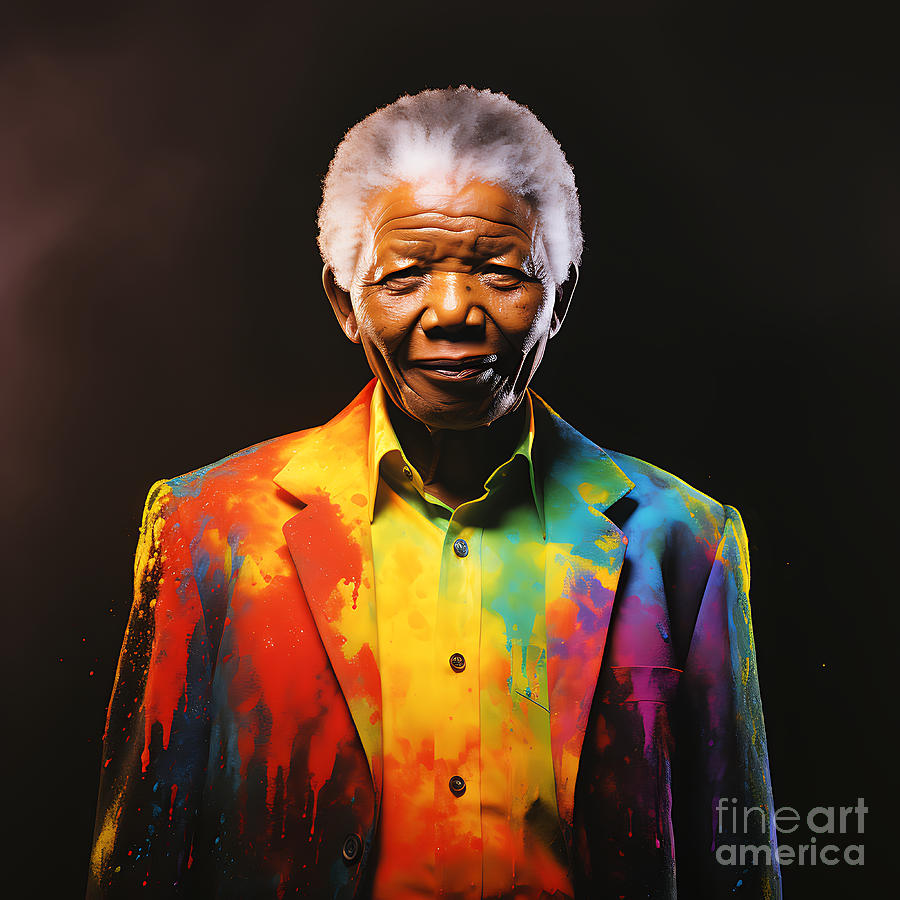 Fantasy Painting - nelson mandela androgynous photogram rainbowcor by Asar Studios #2 by Celestial Images