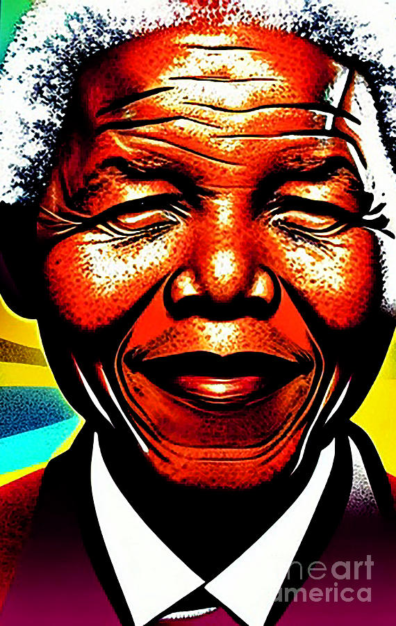 Nelson Mandela Portrait Digital Art Mixed Media by Lisa Von - Fine Art ...