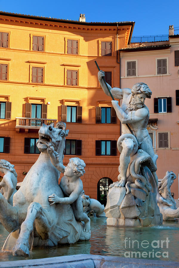 Neptune Fountain - Rome Italy Photograph