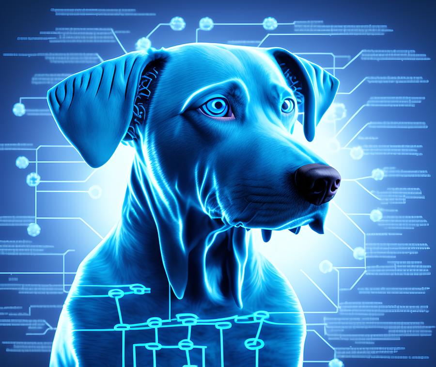 Neural Network of Dog Brain, Generative AI Illustration Digital Art by