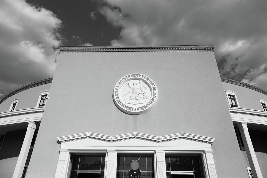 New Mexico state capitol building in Santa Fe New Mexico in black and white #2 Photograph by Eldon McGraw
