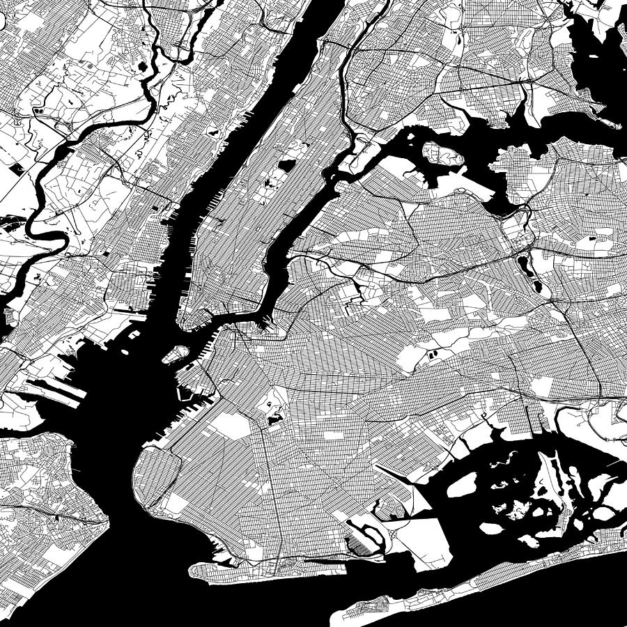 New York City Vector Map #2 Drawing by Lasagnaforone