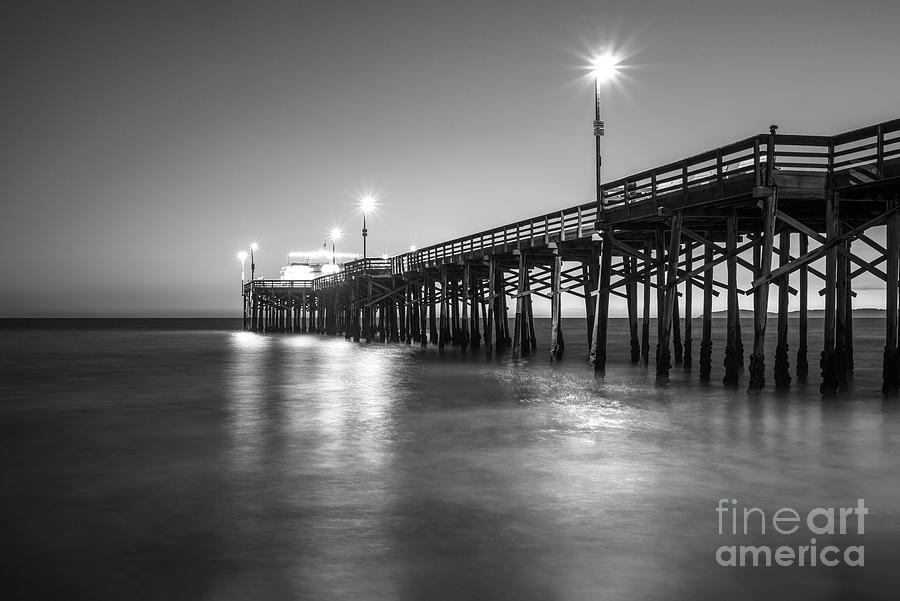 Newport Beach Balboa Pier Black and White Photo #2 Photograph by Paul Velgos