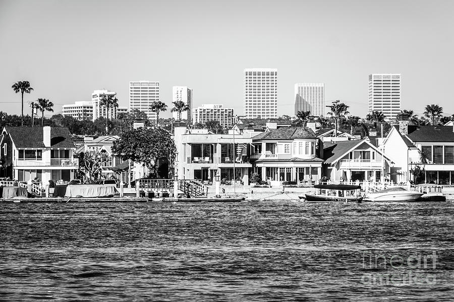 Newport Beach Skyline Black and White Picture #2 Photograph by Paul Velgos
