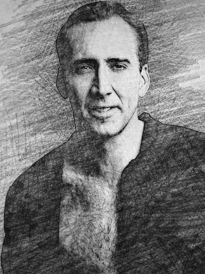 Nicolas Cage Drawing by Bechtelar Natalia Fine Art America