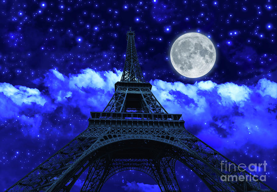 night sky and Eiffel Tower #2 Photograph by Benny Marty
