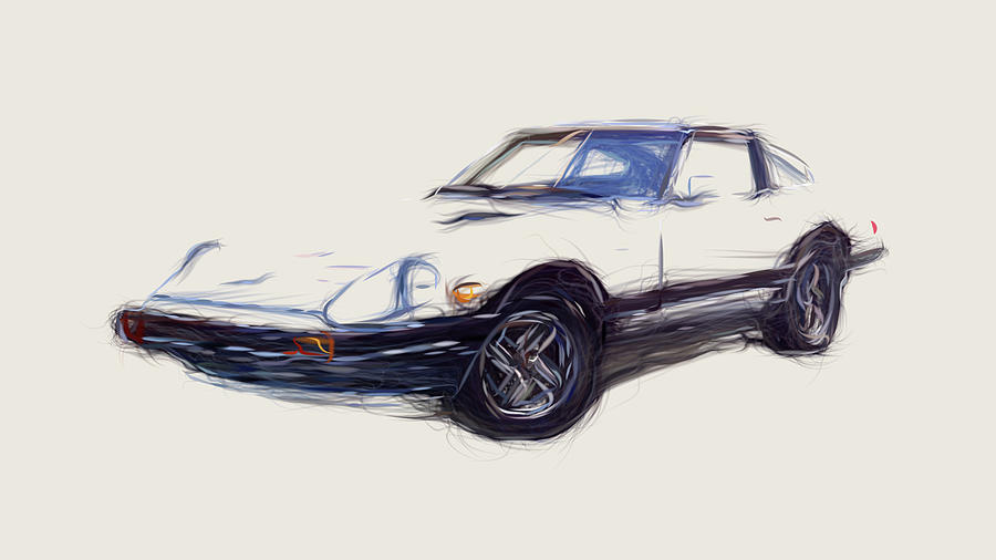 Nissan 280ZX Drawing #2 Digital Art by CarsToon Concept