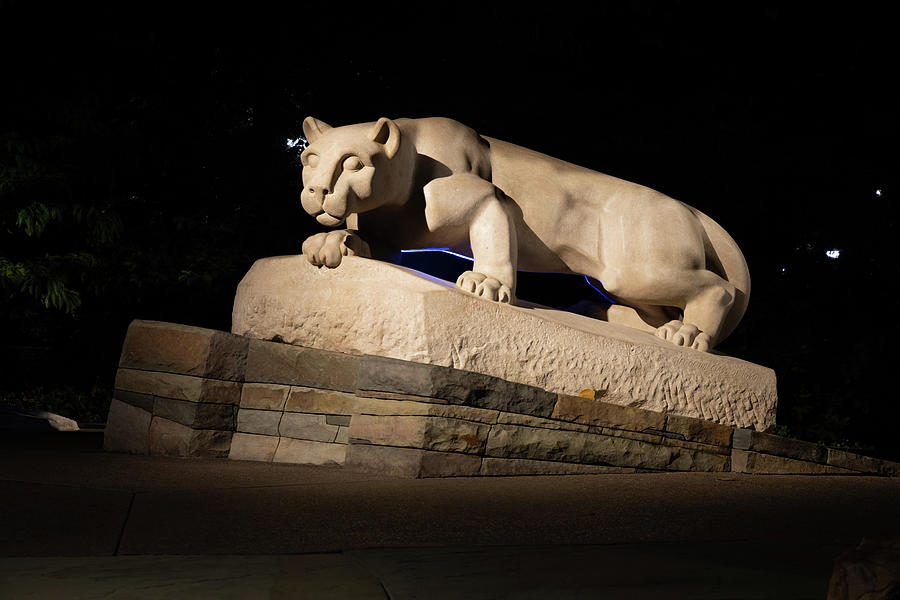 Nittany Lion Shrine at night at Penn State University #2 Photograph by Eldon McGraw