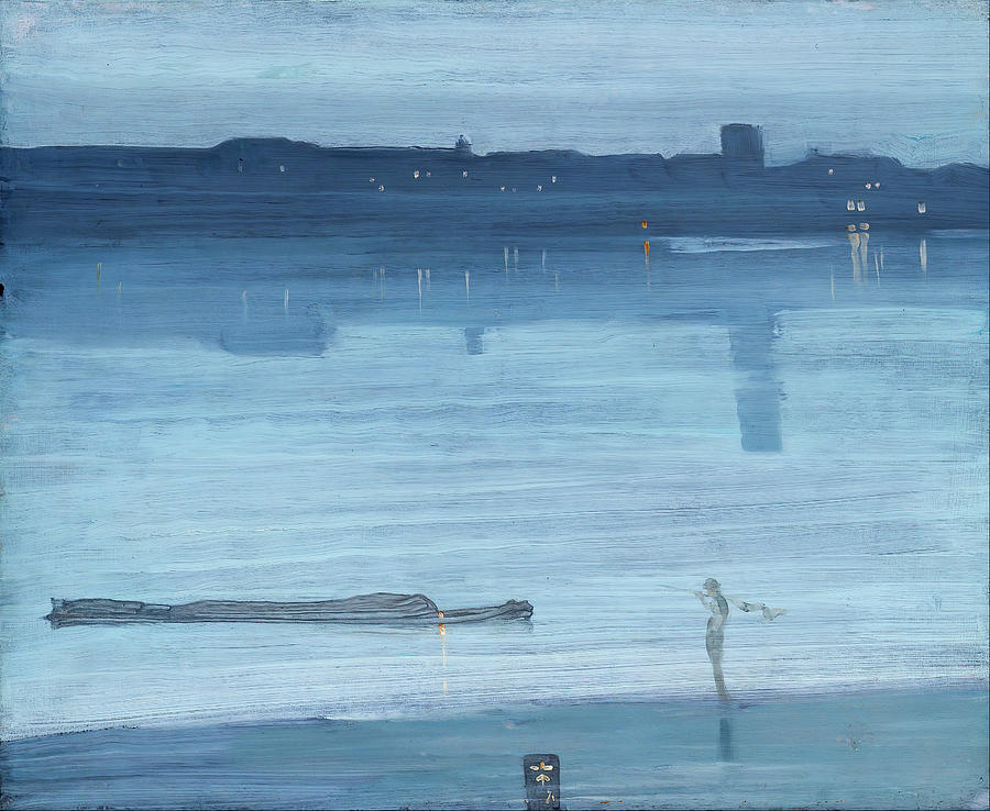 Sunset Painting - Nocturne - Blue and Silver, Chelsea #2 by Eric Glaser