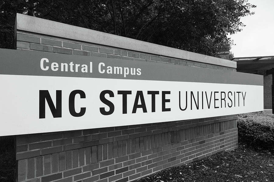 North Carolina Statue University entrance sign in black and white #2 Photograph by Eldon McGraw