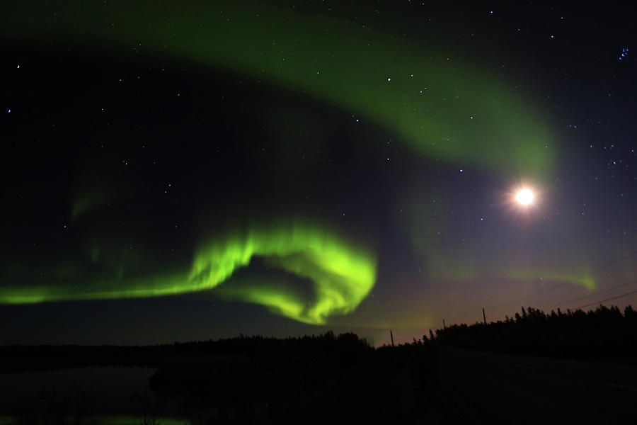 Northern Lights Dancing with the Moon #2 Photograph by Shixing Wen