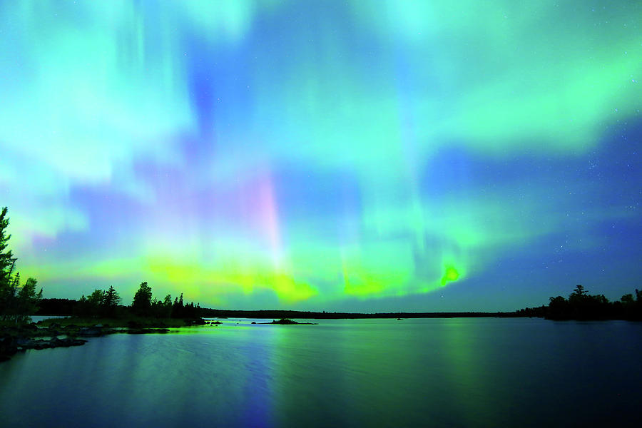 Northern Lights over Boulder Lake #2 Photograph by Shixing Wen