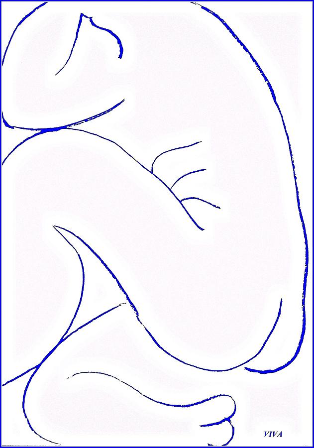 NUDE in BLUE  Drawing by VIVA Anderson