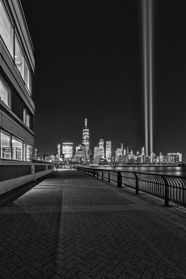 NYC Tribute In Light  BW #2 Photograph by Susan Candelario