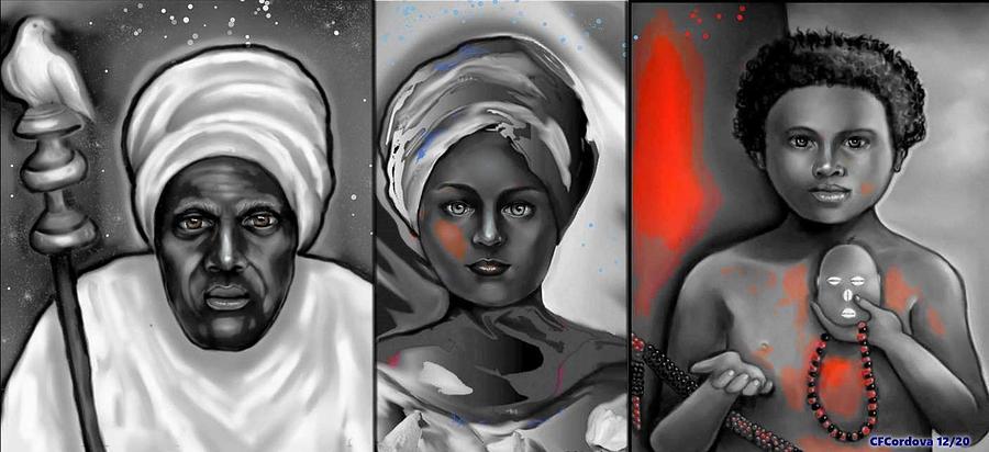 Obatala, Yemaya and Elegua #2 Digital Art by Carmen Cordova