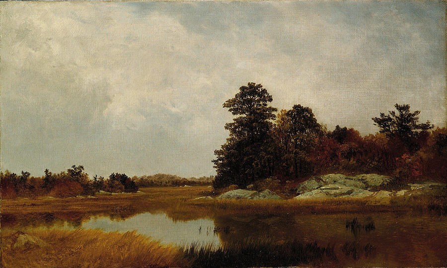John Frederick Kensett Painting - October in the Marshes  #2 by John Frederick Kensett