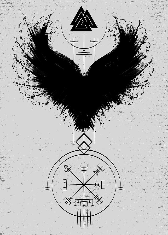 Odin Raven Hugin Munin Digital Art by Alex Thunder - Pixels