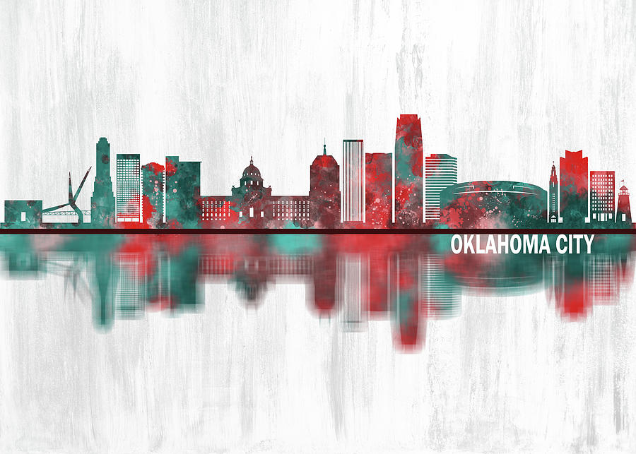 Oklahoma City USA Skyline Mixed Media by NextWay Art - Fine Art America