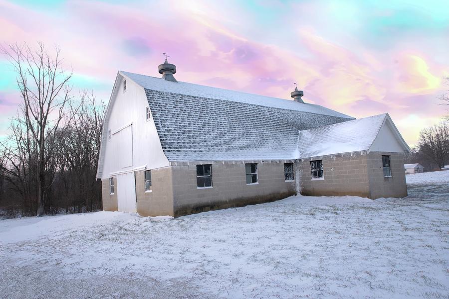 Old Cinder Block Barn at sunrise-Howard County, Indiana Photograph by ...