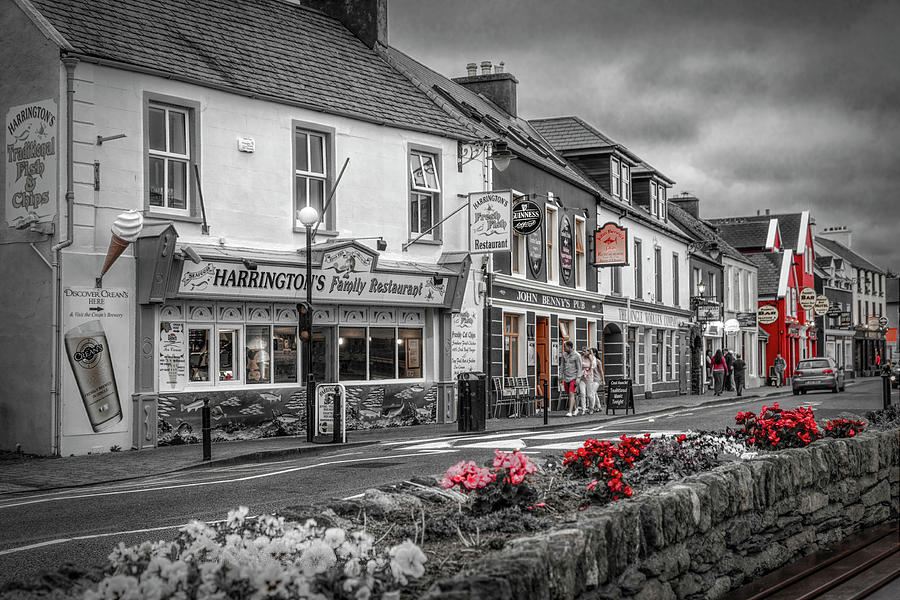 Old Irish Town The Dingle Peninsula in the Summer in Black and W Photograph by Debra and Dave Vanderlaan