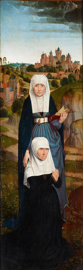 Hans Memling Painting - Old Woman at Prayer with St  Anne  #2 by Hans Memling