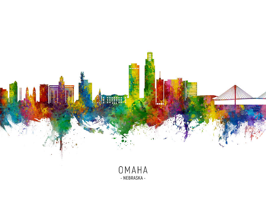 Omaha Nebraska Skyline #2 Digital Art by Michael Tompsett