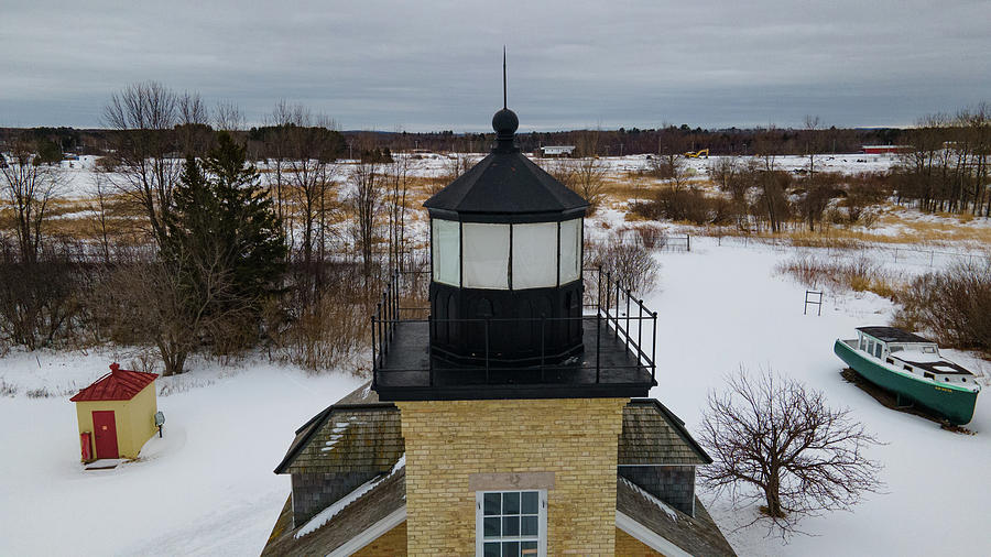 Ontonagon Michigan Lighthouse along Lake Superior in winter #2 Photograph by Eldon McGraw