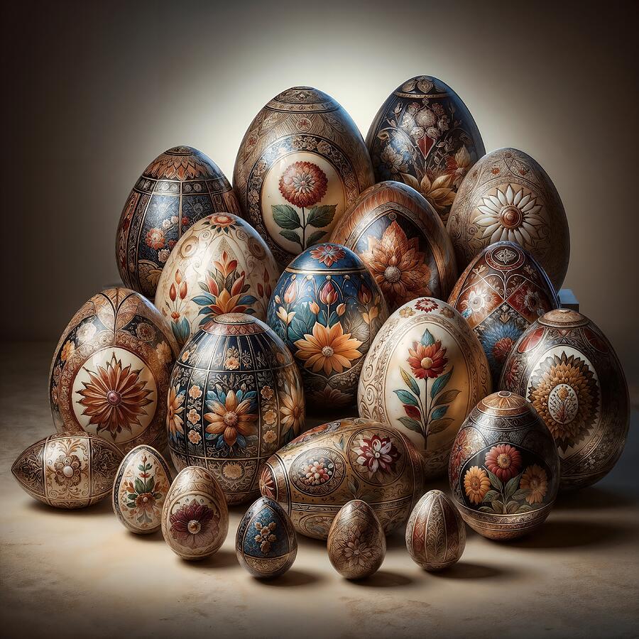 Hand-painted Digital Art - Ornate Easter eggs #2 by Black Papaver