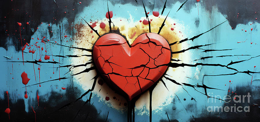 Painted red heart. #2 Digital Art by Odon Czintos