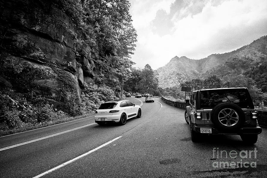 Mountain Photograph - Parking In Layby On Parkway Us 441 Highway Route Through Great Smoky Mountains National Park With Vi #2 by Joe Fox