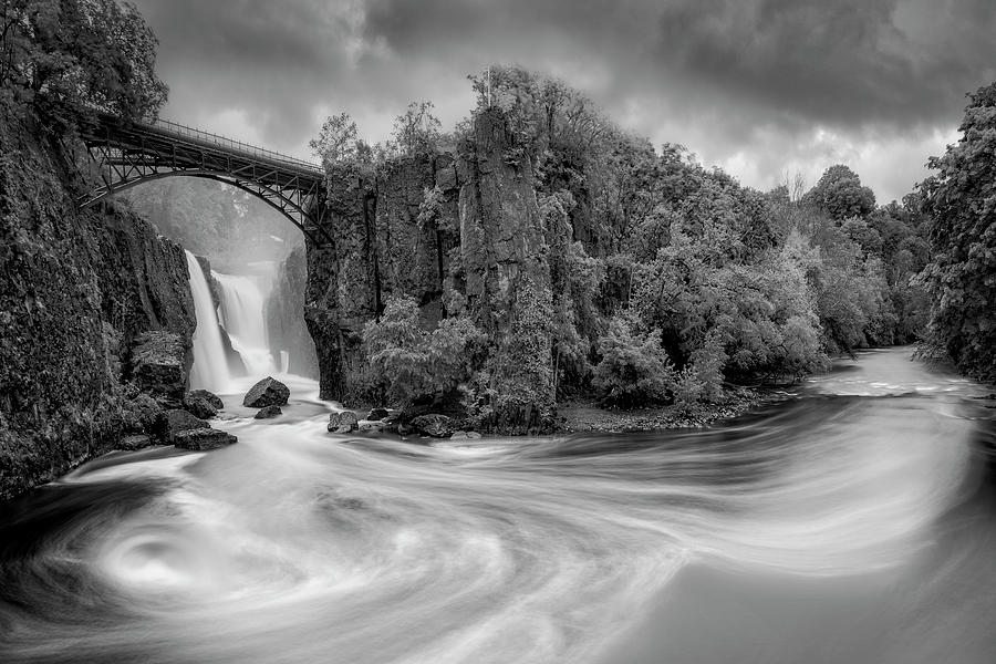 Paterson NJ Great Falls BW Photograph by Susan Candelario