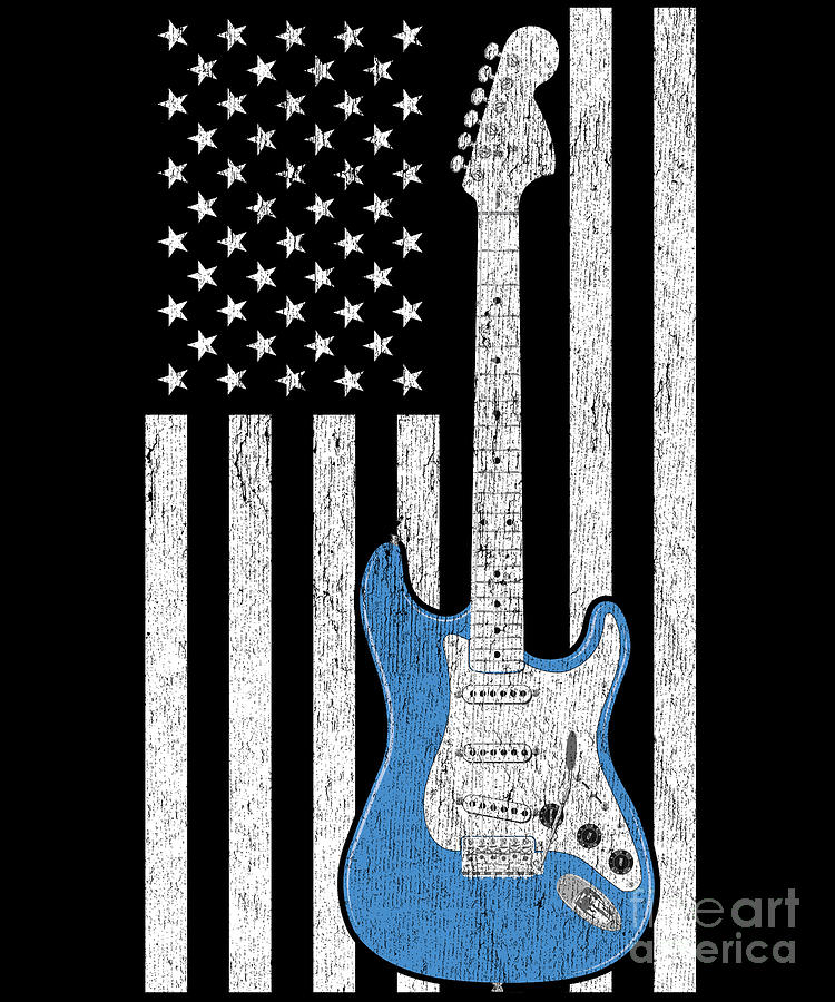 Patriotic Electric Guitar Digital Art by Deluxe Chimp - Pixels