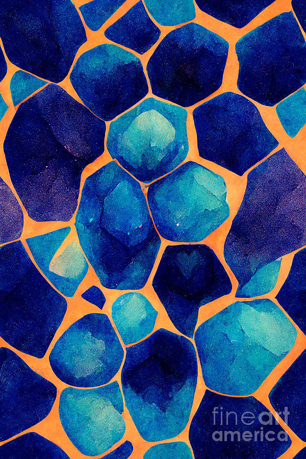 Abstract Digital Art - Pattern Blue Orange #2 by Sabantha