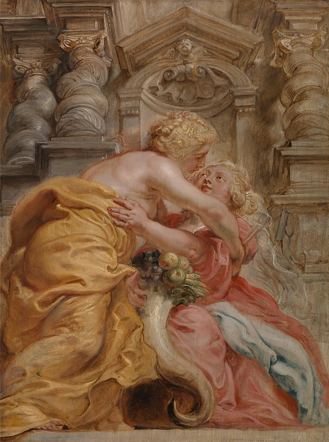 Peter Paul Rubens Painting - Peace Embracing Plenty  #2 by Peter Paul Rubens