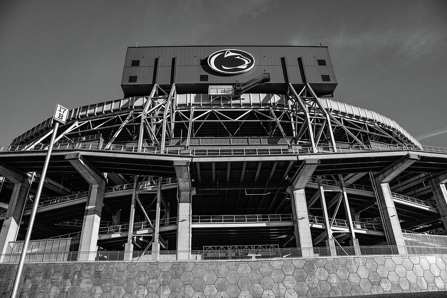 Penn State University Beaver Stadium in black and white #2 Photograph by Eldon McGraw