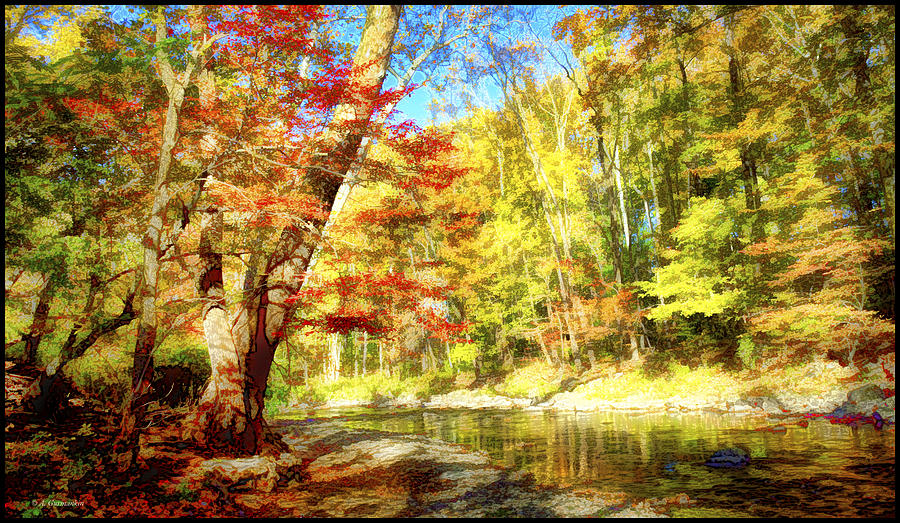 Pennypack Creek in Autumn, Philadelphia, Pennsylvania #2 Digital Art by A Macarthur Gurmankin