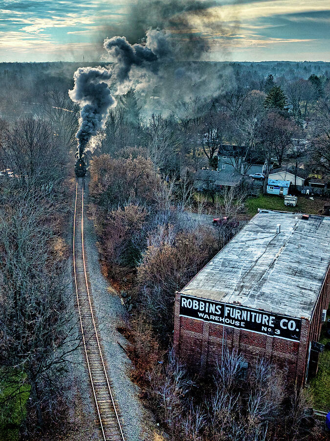 Train Photograph - Pere Marquette 1225 heads out of Owosso Michigan #3 by Jim Pearson