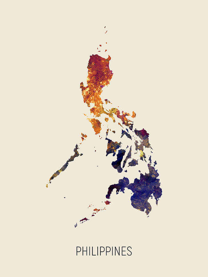 Philippines Watercolor Map #2 Digital Art by Michael Tompsett
