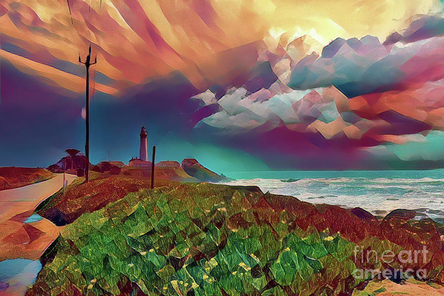 Pigeon Point Lighthouse California  #2 Digital Art by Chuck Kuhn