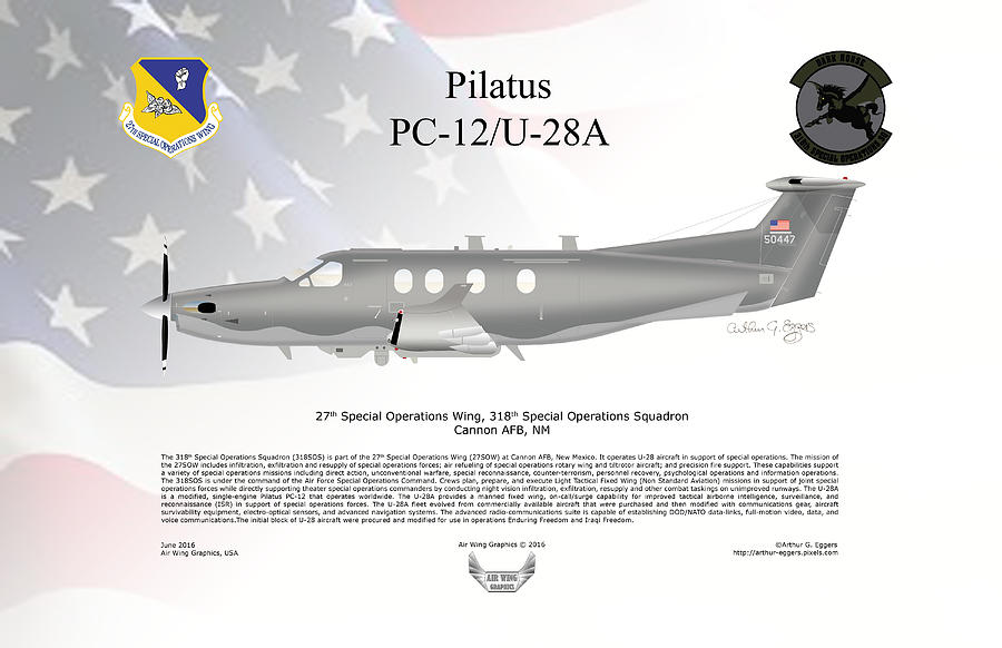 Pilatus PC-12 U-28A #2 Digital Art by Arthur Eggers
