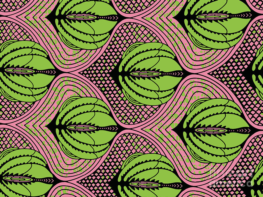 Pink And Green Alternative Ankara Feathers Print #2 Digital Art by Scheme Of Things Graphics