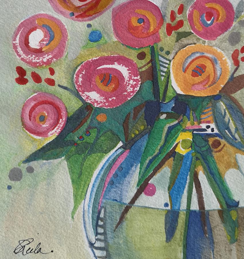 Pink Roses #2 Painting by Sheila Romard