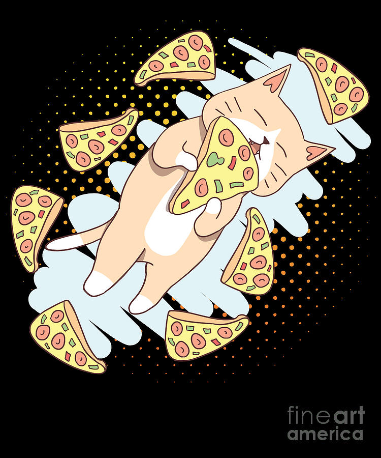 Pizza Cat Eating Pizza Digital Art by Yestic