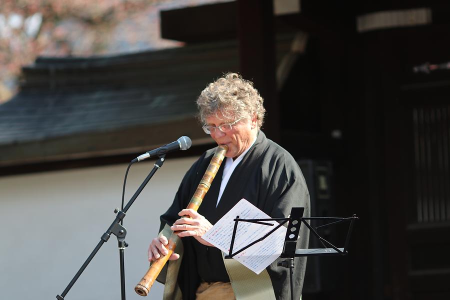 Playing Shakuhachi at stage #2 Photograph by Joka2000