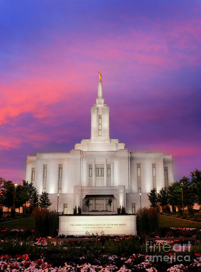 Pocatello LDS Mormon Latter-Day Saint Temple at Sunset with Glow #2 Photograph by Lane Erickson