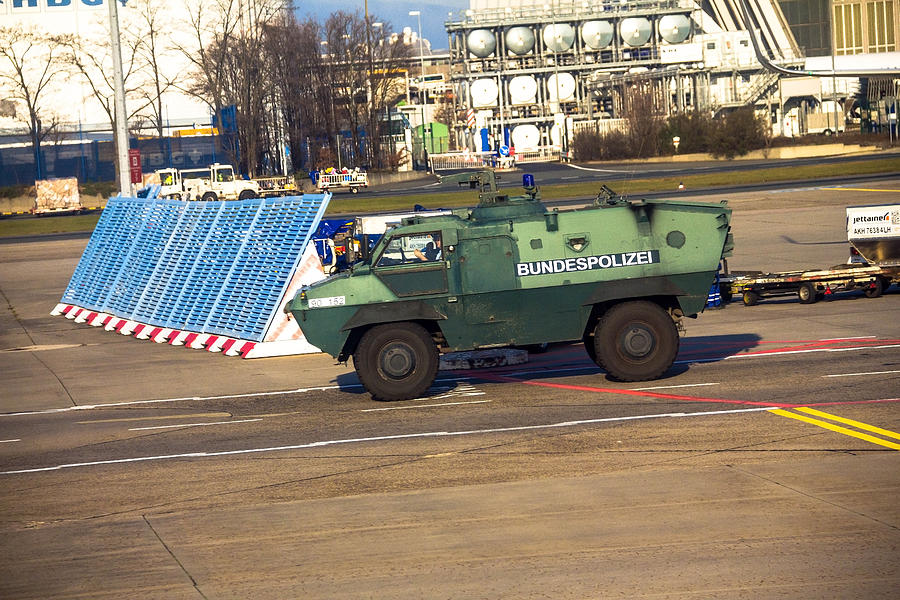 Police armored  protection vehicle in International Frankfurt Airport #2 Photograph by Flik47