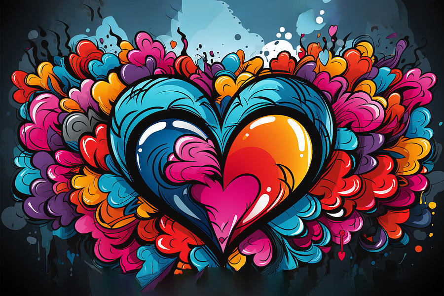 Pop art heart background #2 Digital Art by Karen Foley