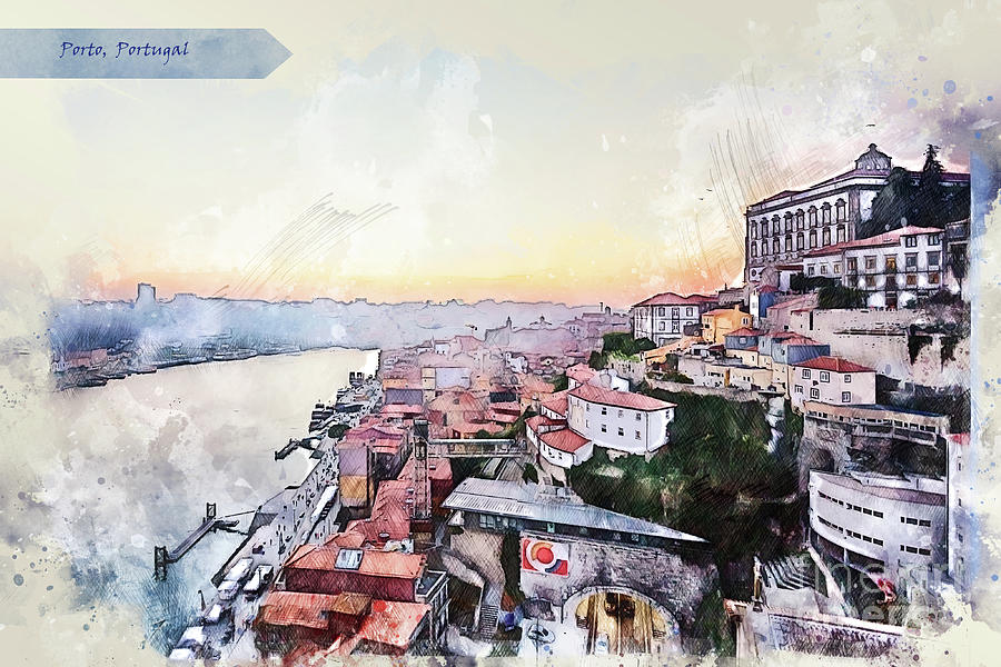 Porto sketch #2 Digital Art by Ariadna De Raadt
