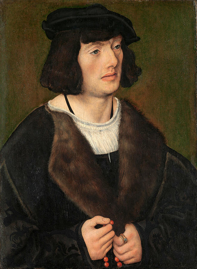 Portrait of a Man with a Rosary #3 Painting by Lucas Cranach the Elder