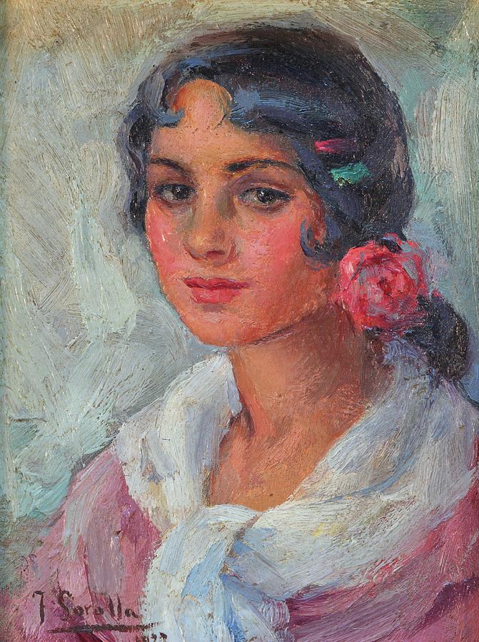 Portrait of a Woman #2 Painting by Joaquin Sorolla